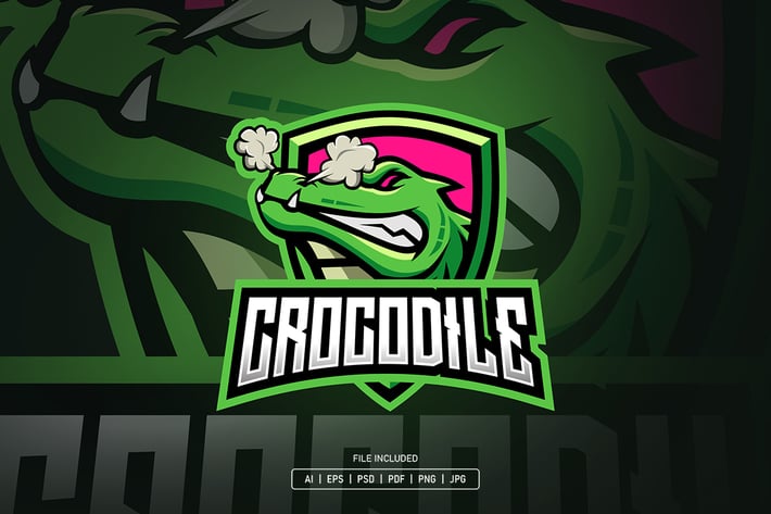 Crocodile esport logo template