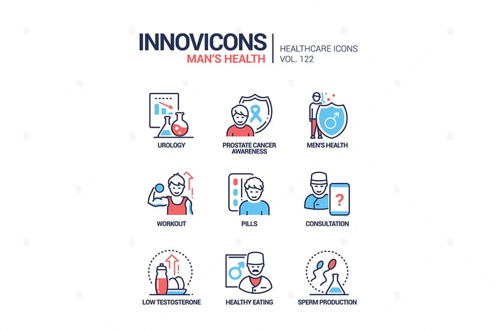Man's health - line design style icons set