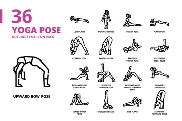 Yoga Pose2 Outline Style Icon Set