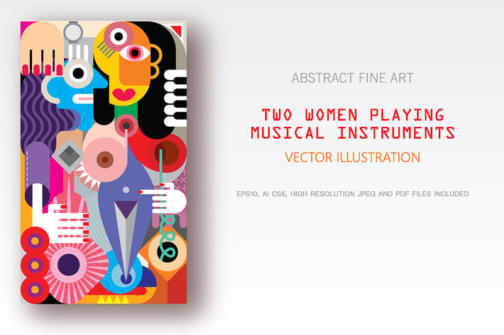 Two Women Playing Musical Instruments