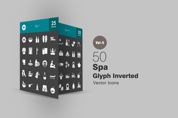 50 Spa Glyph Inverted Icons