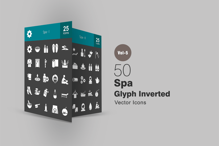 50 Spa Glyph Inverted Icons