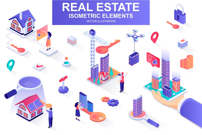 Real Estate Isometric Design Elements