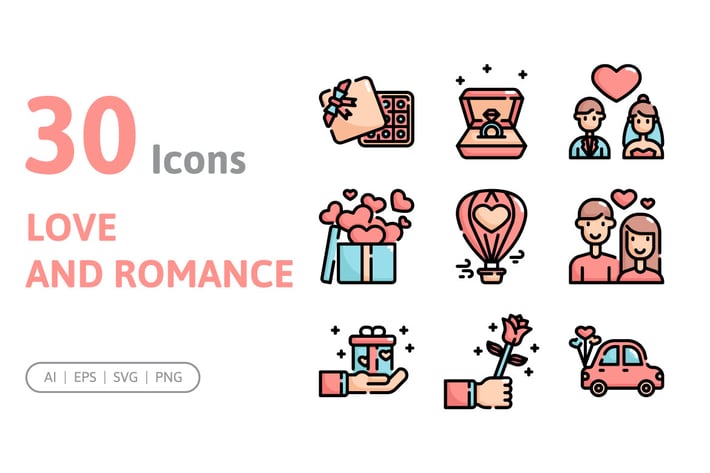 30 Love and Romance Icons