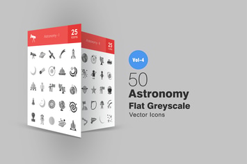 50 Astronomy Greyscale Icons