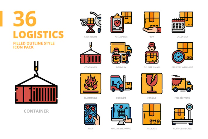 Logistics Filled Outline Style Icon Set