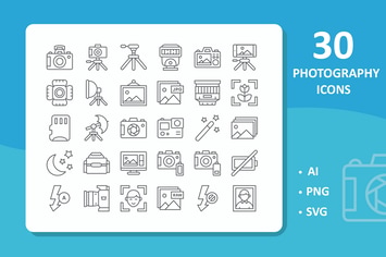30 Photography Icons ( Line )