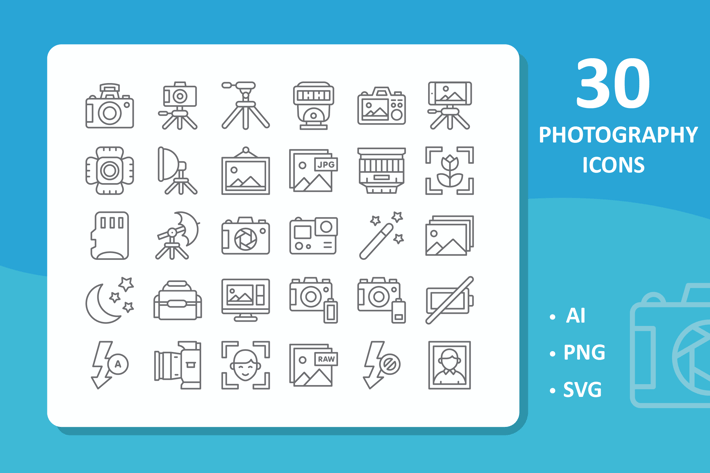 30 Photography Icons ( Line )