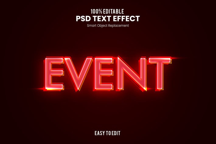 Events - Neon PSD Text Effect