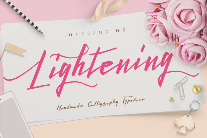 Lightening Script signature font logotype
