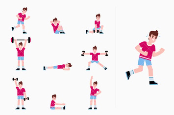 Man doing a series of exercises. Workout routine.