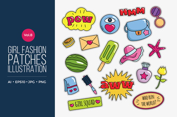Girl Power Fashion Vector Patches Vol.8