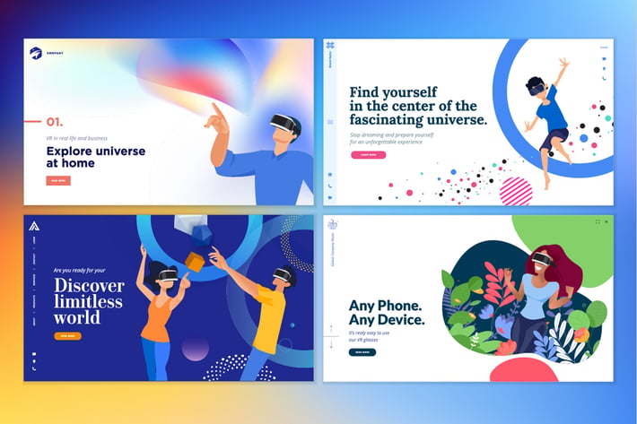 Web design templates of virtual reality
