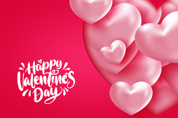 Romantic Valentine Hearts in Red Background
