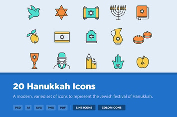20 Hannukah Icons