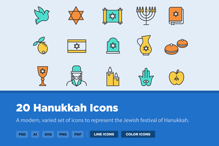 20 Hannukah Icons