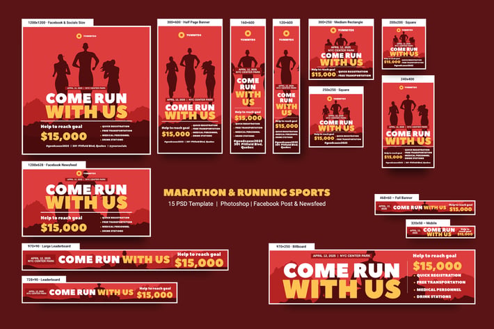 Marathon & Running Sports Banners Ad