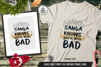 Funny Christmas T-Shirt. Vector Print, Santa Quote