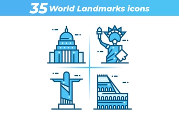 35 World Landmarks Icons