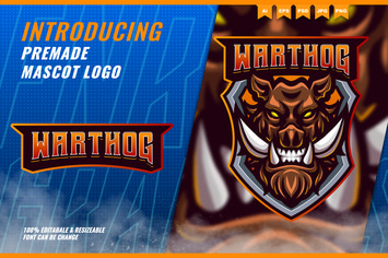 Mad Warthog - Mascot Esport Logo Template