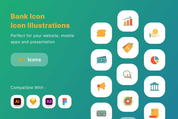 Bank Icon Set Illustration