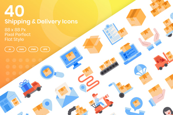 40 Shipping & Delivery Icons set - Flat