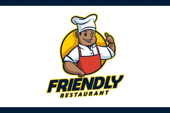 Cartoon Friendly African American Chef Mascot Logo
