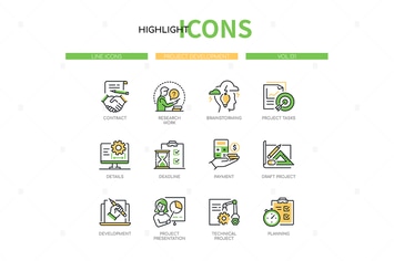 Project development - line design style icons