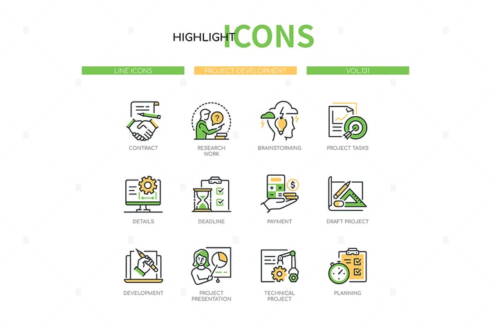 Project development - line design style icons