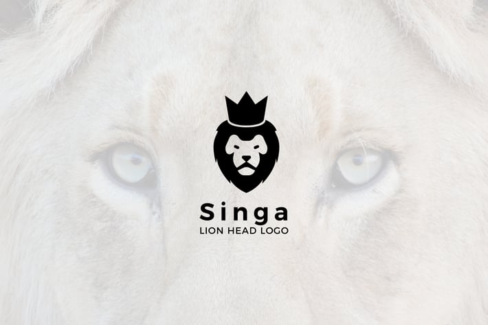 Singa : Negative Space Lion Head Logo