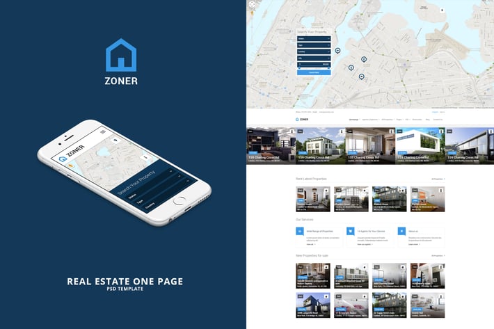 Zoner - One page PSD Template