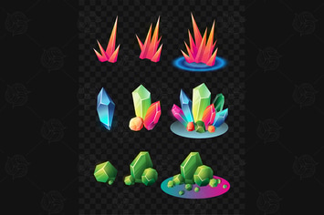 Crystals - realistic vector set of minerals