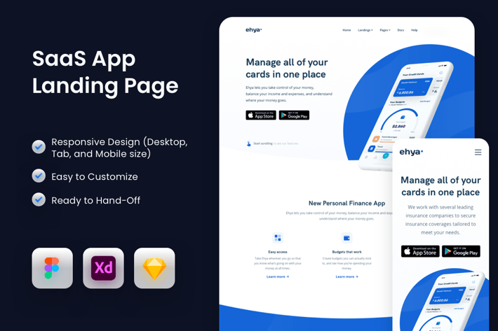SaaS Mobile App Landing Page Template