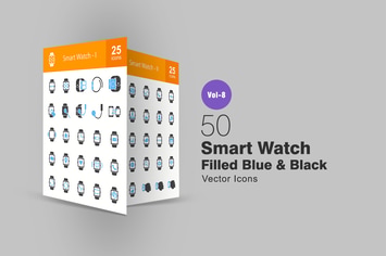 Smart Watch Blue & Black Icons
