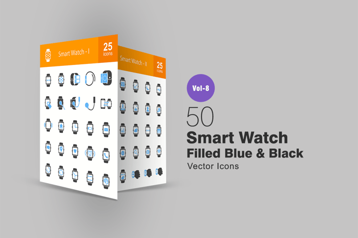 Smart Watch Blue & Black Icons
