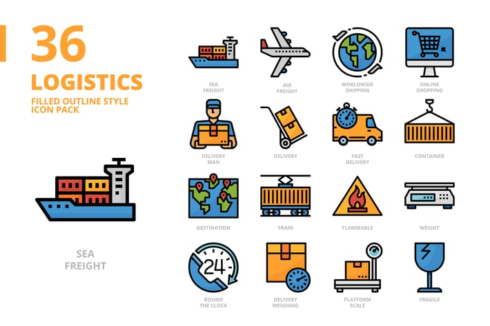 Logistics Filled Outline Style Icon Set