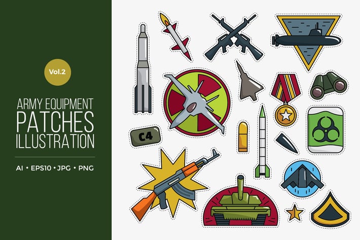 Army Equipment Patches Vector Vol.2