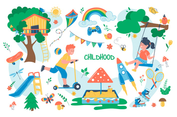 Childhood Concept Isolated Elements Set