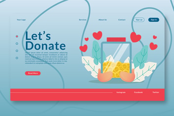 Let's Donate - Web Header & Vector Illustration