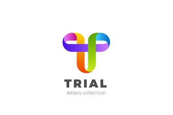 Letter T Logo design 3D Ribbon style