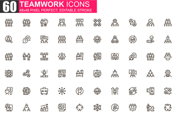 Teamwork Thin Line Icons Pack