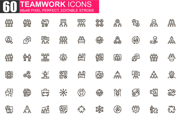 Teamwork Thin Line Icons Pack