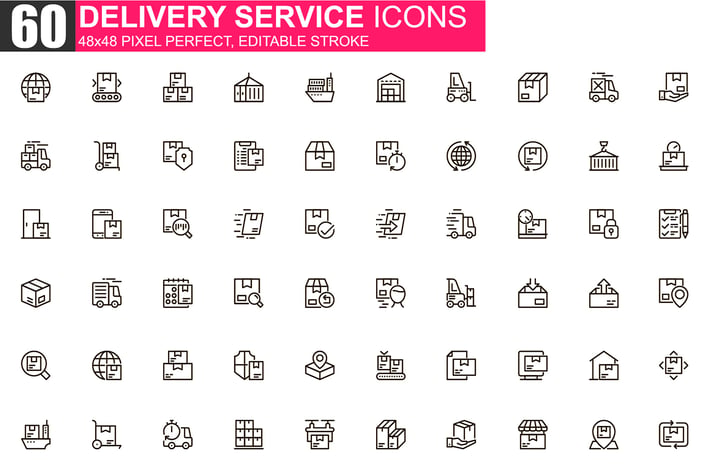 Delivery Service Thin Line Icons Pack
