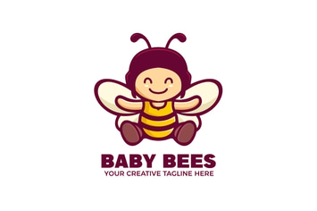 Baby Bee Cartoon Mascot Logo Template