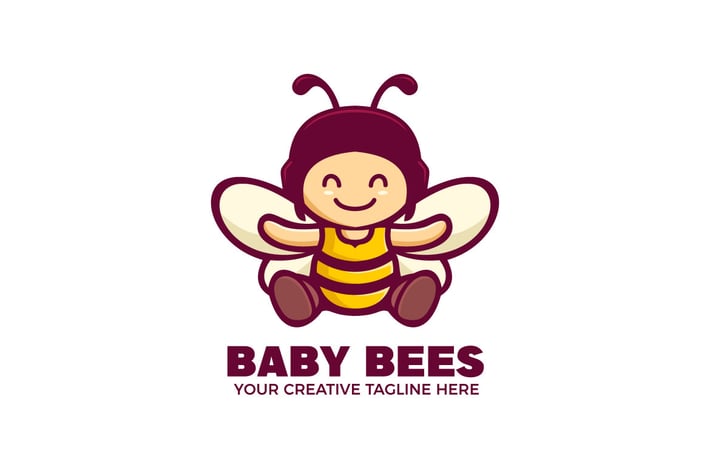 Baby Bee Cartoon Mascot Logo Template