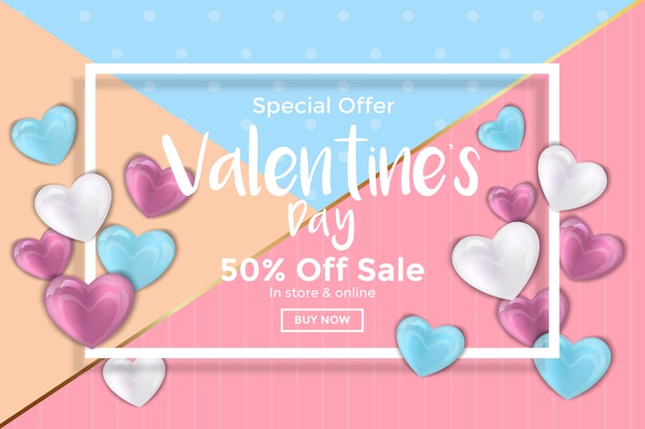 Trendy Valentines Day greeting card or banner