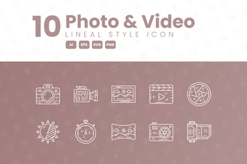 10 Photo & Video Detailed Icon Collection