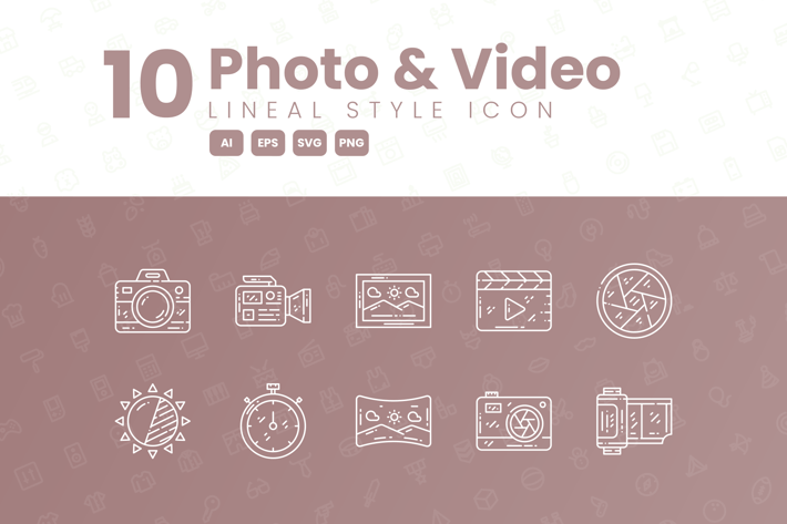 10 Photo & Video Detailed Icon Collection