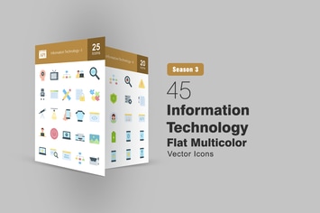 45 Information Technology Flat Icons