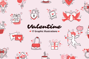 Valentine Doodle Graphics Illustration